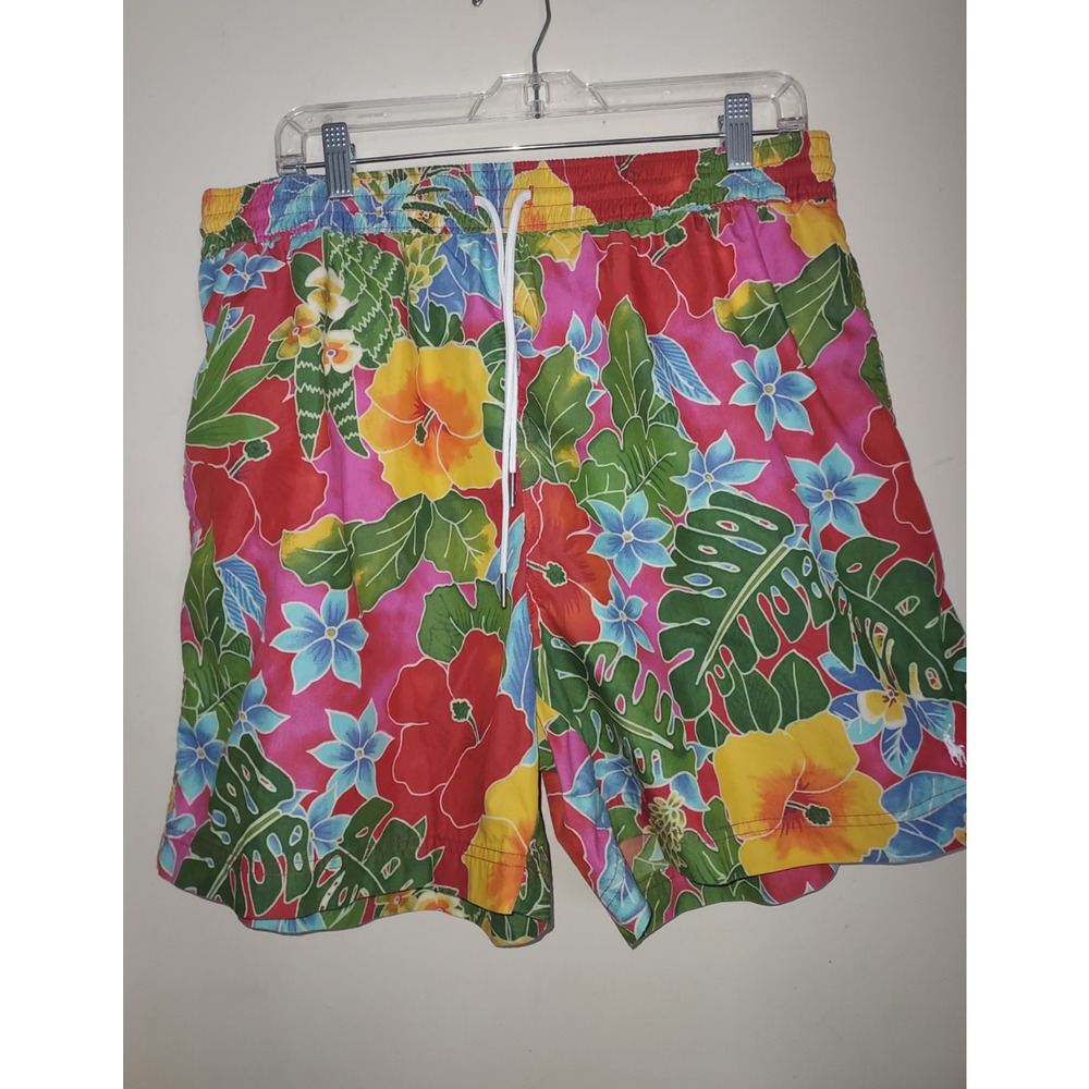 Polo Ralph Lauren Men's Swim Trunks XL Floral Lined Elastic Waist Pockets Multi